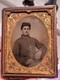 4th Plate Tintype Of Civil War Union Young Soldier In Half Case. Nice Piece