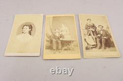56 Antique 1800s Civil War Era Photos CDV Tin Cabinet Abe Lincoln+ Leather Album