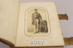 56 Antique 1800s Civil War Era Photos CDV Tin Cabinet Abe Lincoln+ Leather Album