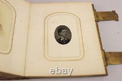 56 Antique 1800s Civil War Era Photos CDV Tin Cabinet Abe Lincoln+ Leather Album