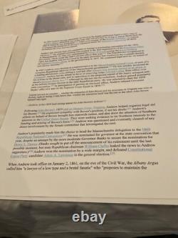 673 CIVIL War Massachusetts Governor John A Andrew Photo  Fugitive Slave Act