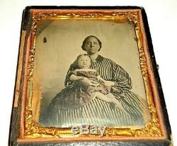 6th. P. Ambrotype African American Black Nanny White Baby Slave Civil War Era