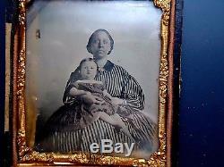 6th P. Rare NEGRO AFRICAN AMERICAN AMBROTYPE NANNY WithCHILD, TINTED, CIVIL WAR ERA
