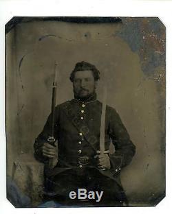 6th Plate Civil War Tintype Double Armed Union Infantryman