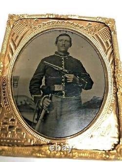 6th Plate Size Civil War Cavalry Soldier Double Armed Camp Scene 3 Day