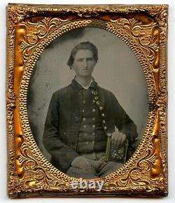 6th plate ambrotype of Civil War Confederate Infantry soldier (blue tinting) SC