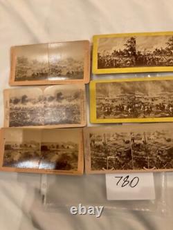 780 SIX STEREOVIEWS PHOTOS BATTLE OF GETTYSBURG Meades HQ PICKETTS CHARGE