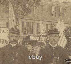 ANTIQUE 19th CENTURY SOLDIERS SV CIVIL WAR SON MANCHESTER NH AMERICAN FLAG PHOTO