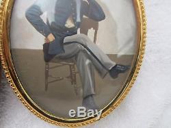 Antique CIVIL War Tin Type Of Vermont Soldier & Hand Painted Photograph