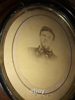 AUTHENTIC CIVIL WAR VIRGINIA ESTATE SOLDIER ALBUMEN FRAMED IMAGE KEPi UNIFORM