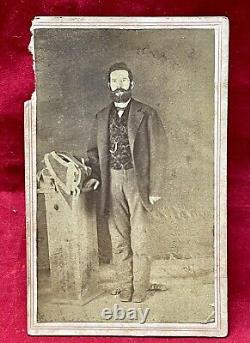 A Changed Man Post Civil War Veteran Photograph With Uniform On Pedestal