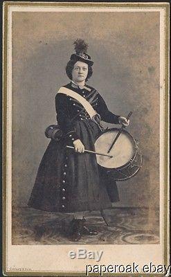 Actress Mrs. Sedley Brown Dressed As Civil War Drummer Carte De Visite Photo