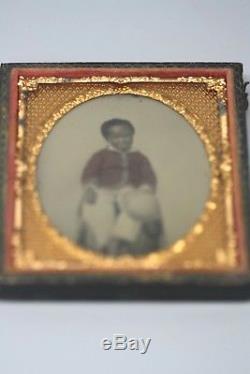African American Civil War ID Tinted Freed Slave Black Ambrotype Photograph