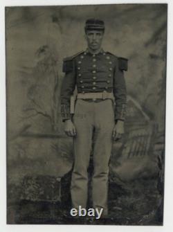 African American Soldier 1860 Civil War Black Military Tintype Photo Q9661