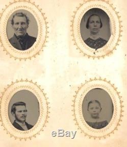 Album tintype photo 40 photos 1 miniature leather antique Civil War Era 1800