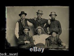 Amazing 1860s Tintype Photo / Handsome Male Friends Civil War Sailors