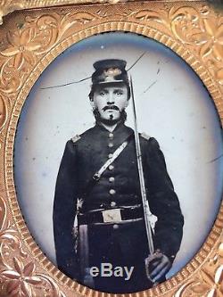 Ambrotype Of Armed Civil War Officer