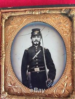 Ambrotype Of Armed Civil War Officer