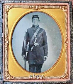 Ambrotype Of Well Armed Federal Soldier