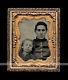 Ambrotype Photo Civil War Soldier & Son Star Shaped Button Pocket In Jacket