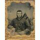 Ambrotype Plate Photograph Civil War Soldier With Corps Badge Very Nice Rare