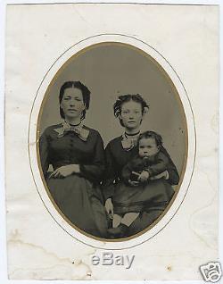 American CIVIL War Era Lost Father Pregnant Mom Freckles Half Plt+ Tintype Photo