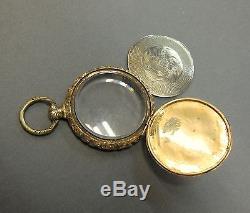 Antique 14k Gold Civil War Photo Pendant Hair Locket Victorian Pocket Watch Fob