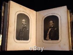 Antique 1800s CIVIL WAR ERA Photo Album Id'd SOLDIERS/Lieutenant Tin Types/CDV