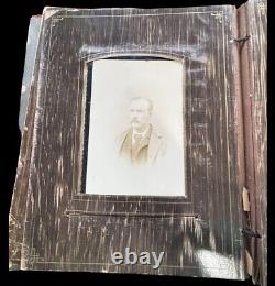 Antique 1800s Cabinet Card Photo Album Civil War Era With 14 CC Antique Photos