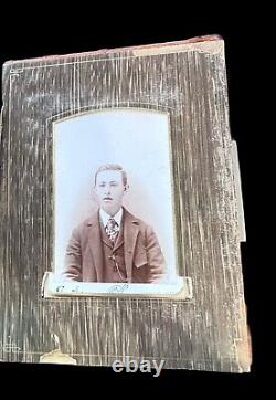 Antique 1800s Cabinet Card Photo Album Civil War Era With 14 CC Antique Photos