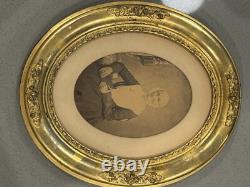 Antique 1800s Civil War era Magnificent Oval Portrait Picture Frame 1863 Woman
