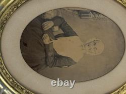 Antique 1800s Civil War era Magnificent Oval Portrait Picture Frame 1863 Woman