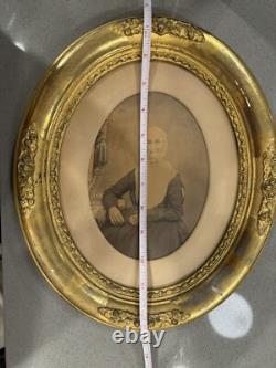 Antique 1800s Civil War era Magnificent Oval Portrait Picture Frame 1863 Woman