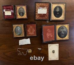 Antique 1800s US Civil War Ambrotype Photo Pictures in Frame Cases LOT OF 7