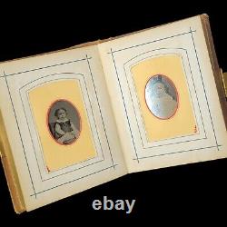 Antique 1850s 1860s Photo Album Civil War Era Victorian Portrait Cabinet card