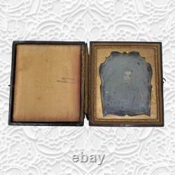 Antique 1850s Ambrotype Union Case Civil War Era 1/6 Plate Not Daguerreotype