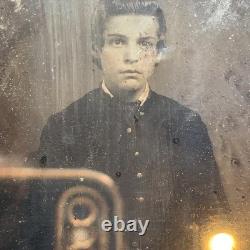 Antique 1850s Ambrotype Union Case Civil War Era 1/6 Plate Not Daguerreotype