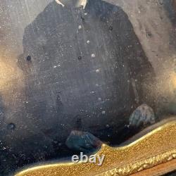 Antique 1850s Ambrotype Union Case Civil War Era 1/6 Plate Not Daguerreotype