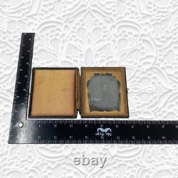 Antique 1850s Ambrotype Union Case Civil War Era 1/6 Plate Not Daguerreotype