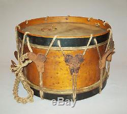 Antique 1860's Civil War Era Drum Labeled Geo W Bemis Rope Tension named withphoto