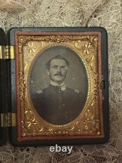 Antique 1860s Ambrotype Photograph of IDENTIFIED civil War Soldier With Hair