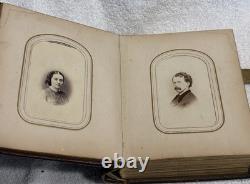 Antique 1860s Civil War Era William W Harding Leather CDV Photo Album with 24 Pics