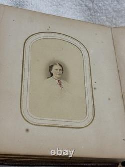 Antique 1860s Civil War Era William W Harding Leather CDV Photo Album with 24 Pics