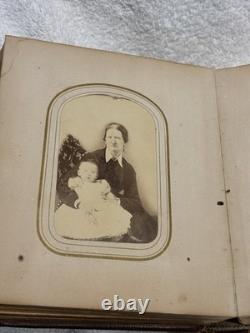 Antique 1860s Civil War Era William W Harding Leather CDV Photo Album with 24 Pics