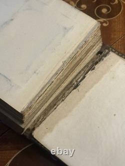 Antique 1860s Civil War Tooled Leather Photo Album Gold Leaf Brass Clasps