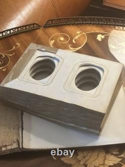 Antique 1860s Civil War Tooled Leather Photo Album Gold Leaf Brass Clasps