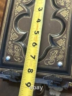 Antique 1860s Civil War Tooled Leather Photo Album Gold Leaf Brass Clasps