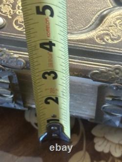 Antique 1860s Civil War Tooled Leather Photo Album Gold Leaf Brass Clasps
