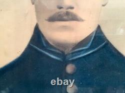 Antique 1860s Civil War Union Soldier Hand Colored Large Pastel Portrait Photo