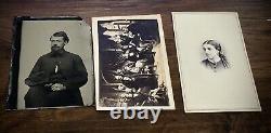 Antique 1860s Photo Lot CDVs & Tintype Civil War Tax Stamp